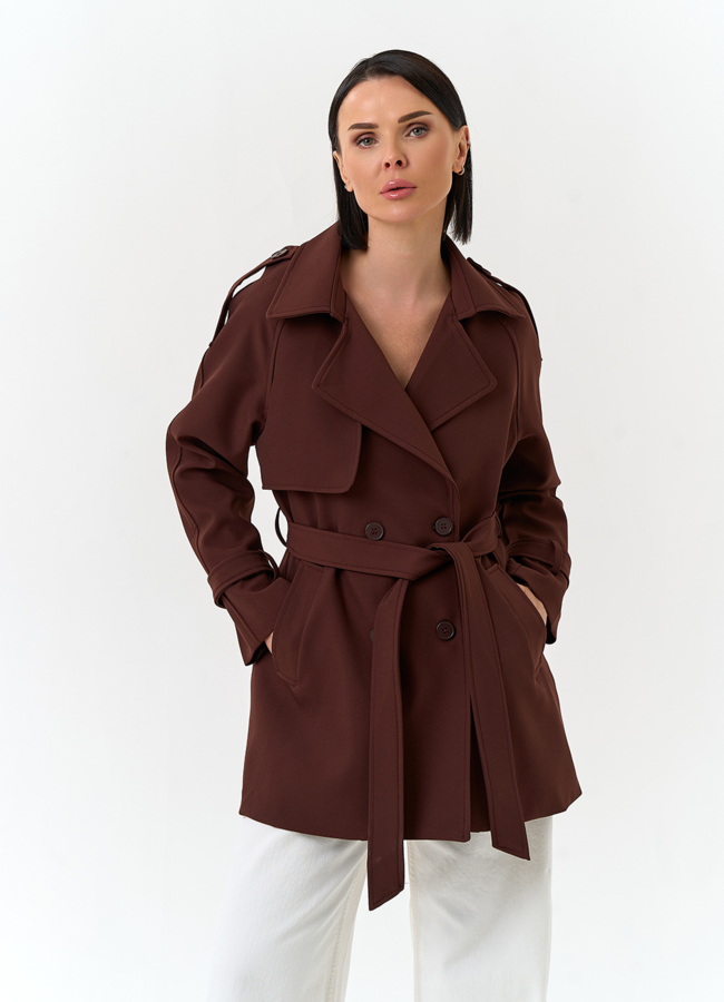 Женский укороченный плащ модель № 33094 универмаг малина