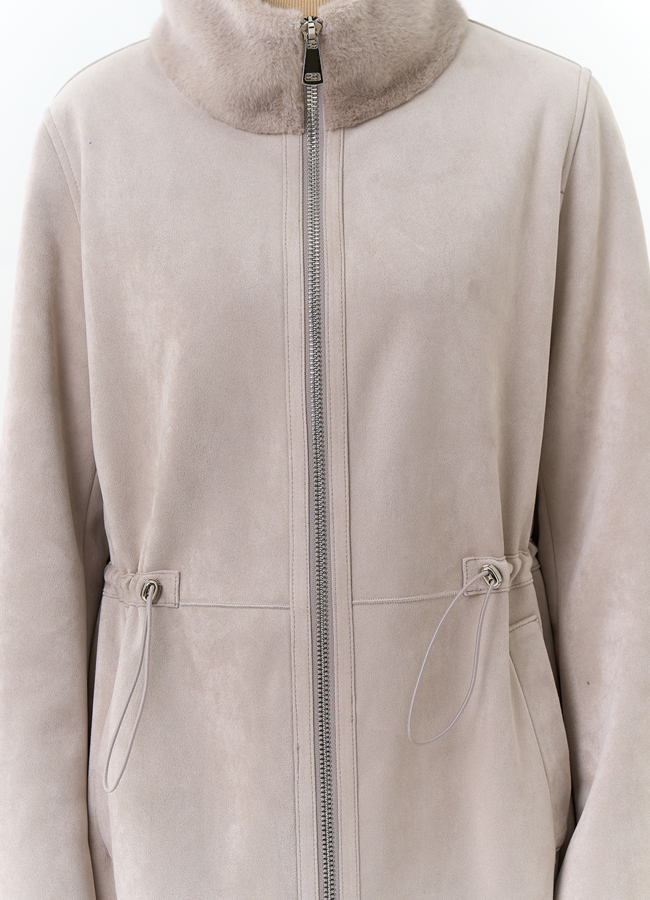 Светлая дубленка из эко замши модель № 32692 универмаг малина