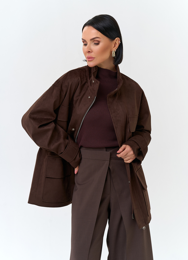 Женская куртка парка из эко замши  модель № 32735 универмаг малина