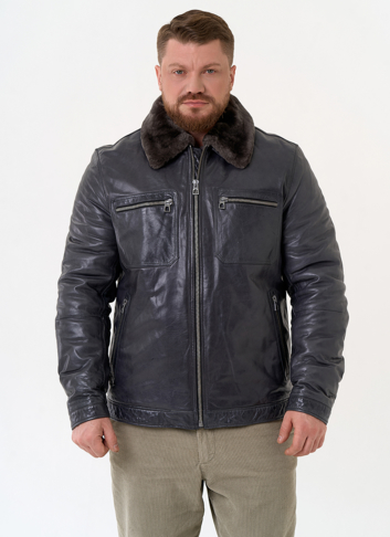 Куртка из натуральной кожи с отделкой из овчины