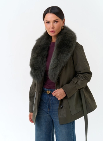 Женская куртка из эко замши фото