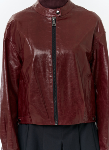 Куртка из натуральной кожи бордового цвета