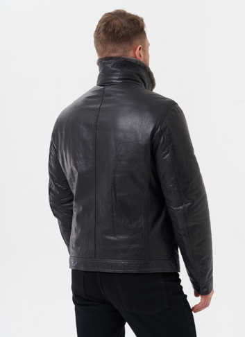 Куртка из натуральной кожи с отделкой из мутона