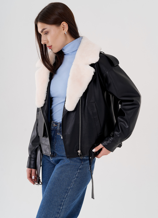 Куртка косуха на утеплении со съемным натуральным мехом модель № 2273 универмаг малина