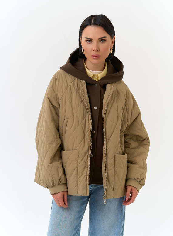 Женская куртка с трикотажным капюшоном