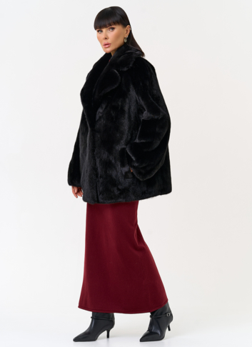 Женская шуба из скандинавской норки с английским воротником