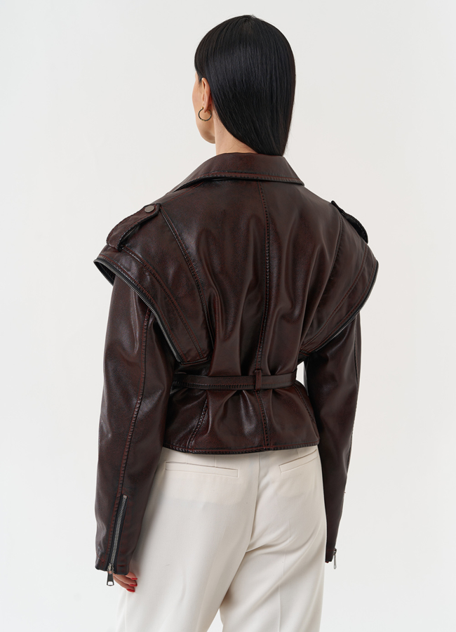 фото Куртка женская из эко кожи в стиле ретро модель № 30448