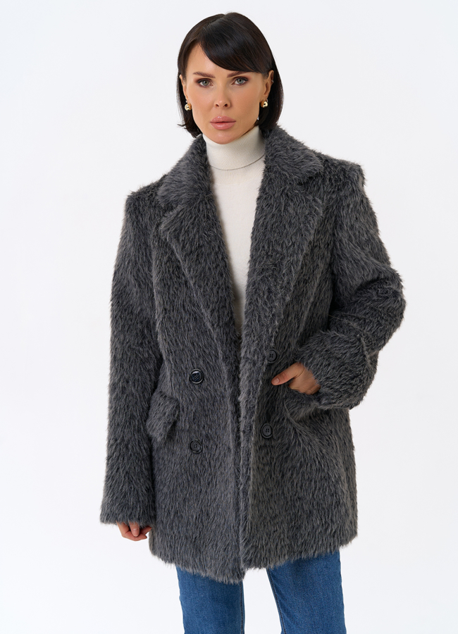 Женское утепленное пальто с английским воротником модель № 31880 в рассрочку