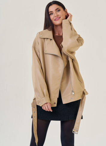 Женская куртка оверсайз из эко кожи