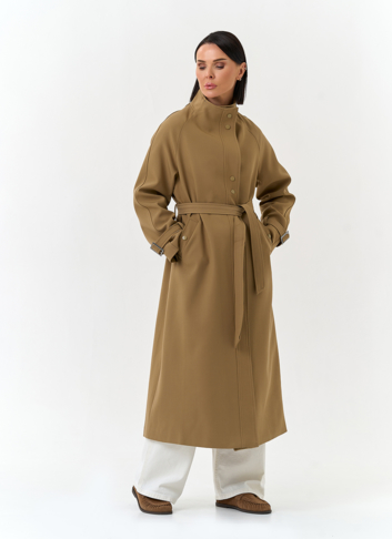 Женский плащ с воротником стойкой