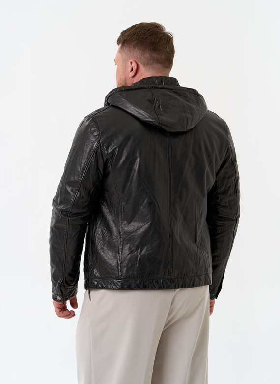 Мужская утепленная куртка из натуральной кожи