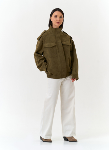 Женская куртка бомбер из эко замши