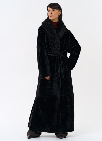 Женская натуральная дубленка с воротником шаль Женская натуральная дубленка с воротником шаль