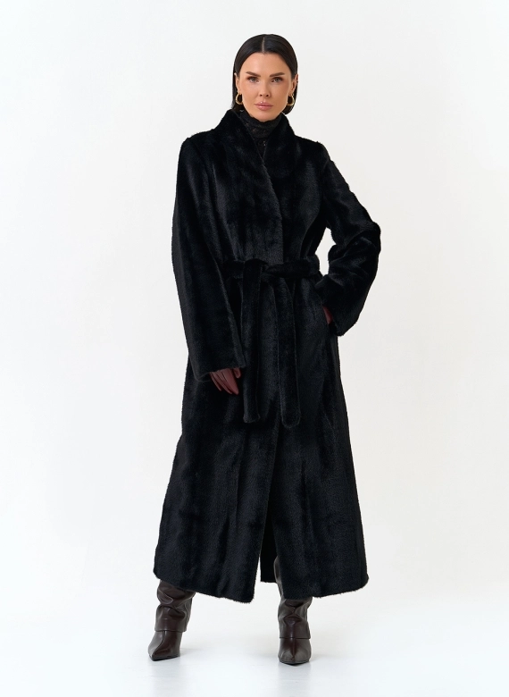Длинная шуба из эко меха фото