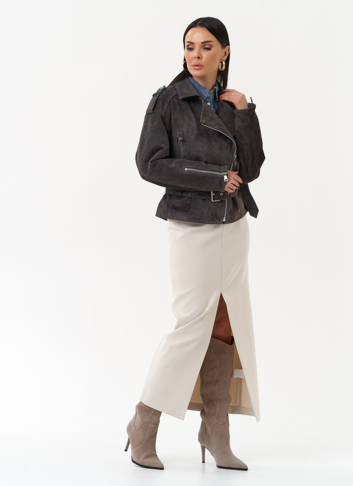 Женская куртка из натуральной замши с поясом