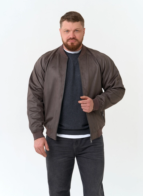 Мужская куртка бомбер из эко замши фото