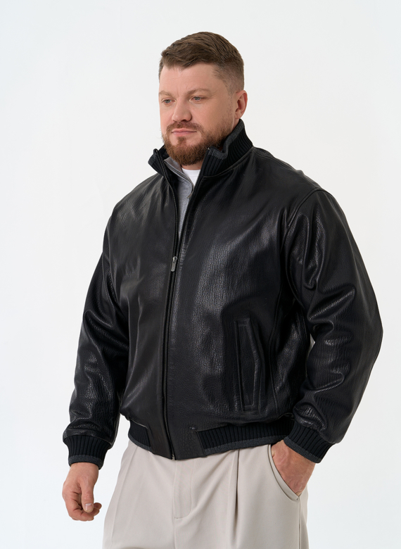 Мужская куртка бомбер из натуральной кожи