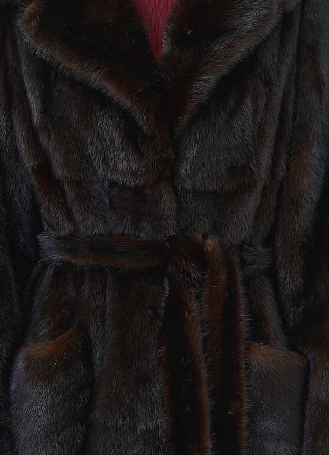 Длинная шуба из меха норки с английским воротником модель № 27597 универмаг малина