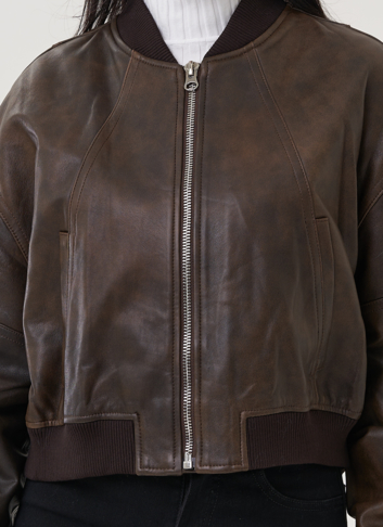 Куртка "бомбер" из натуральной кожи