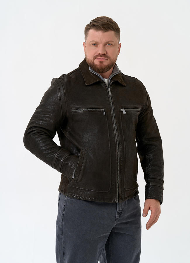 Мужская куртка из натуральной кожи модель № 30061 универмаг малина