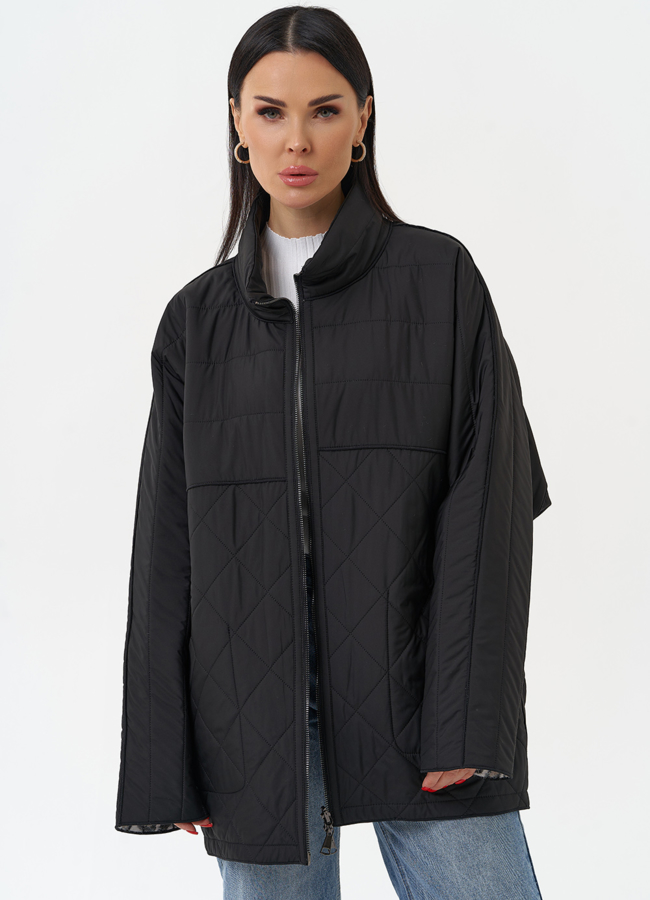 Женская двухсторонняя куртка с воротником стойкой модель № 30008 универмаг малина