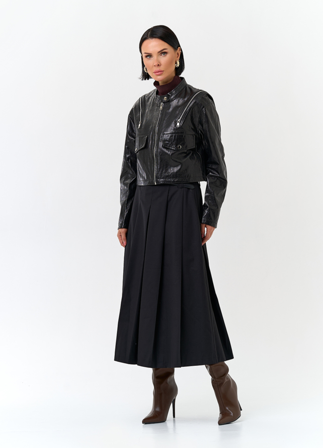 Куртка из натуральной кожи с декоративными молниями модель № 32844 универмаг малина