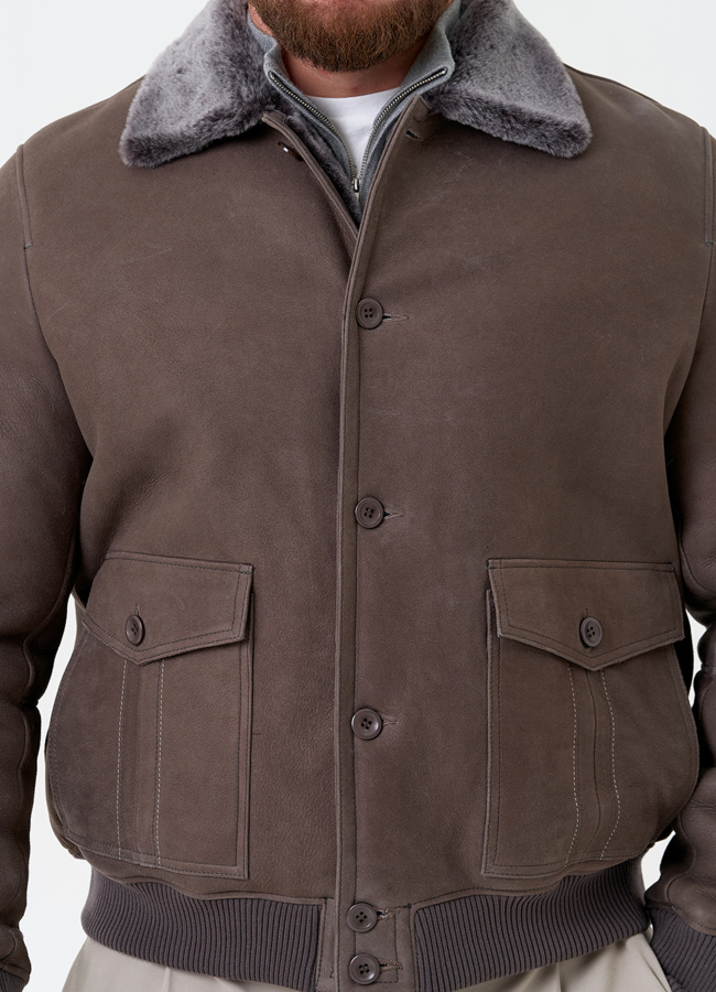 Мужская натуральная дубленка бомбер модель № 31859 универмаг малина