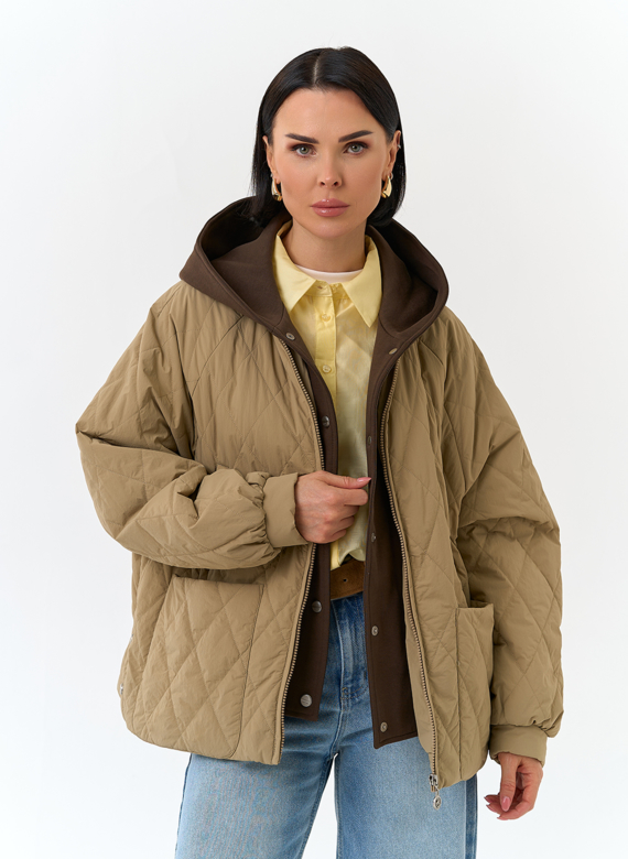 Женская куртка с трикотажным капюшоном