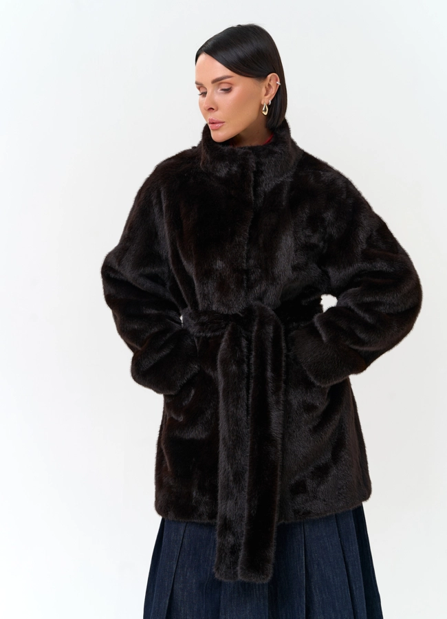 Женское пальто из эко меха модель № 33873 универмаг малина