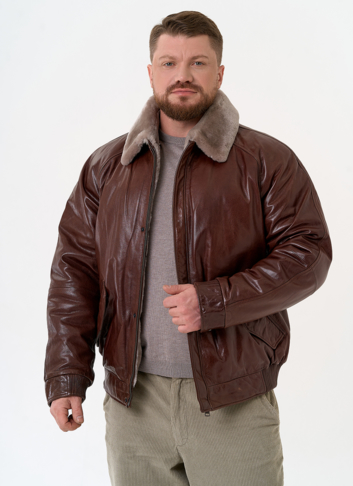 Куртка из натуральной кожи коричневого цвета