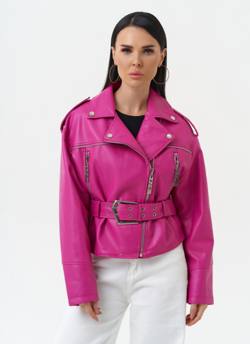 Куртка косуха из эко кожи розового цвета