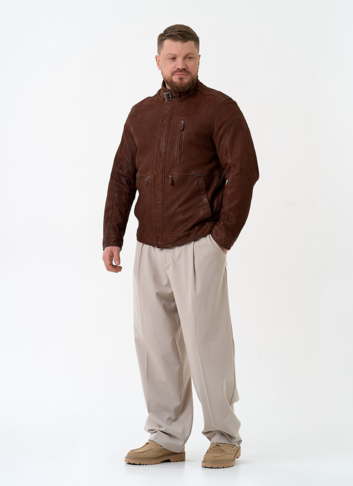 Мужская куртка из натуральной кожи коричневого цвета