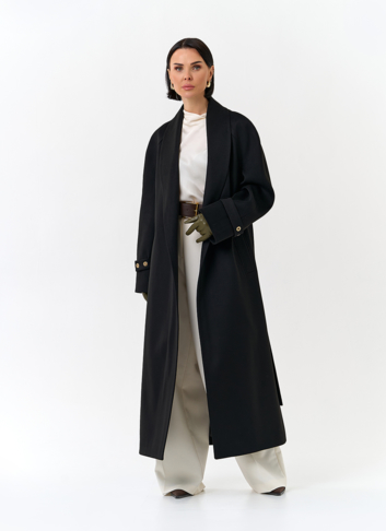 Женское длинное пальто с поясом