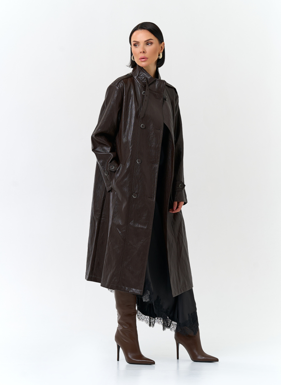Женский плащ из эко кожи