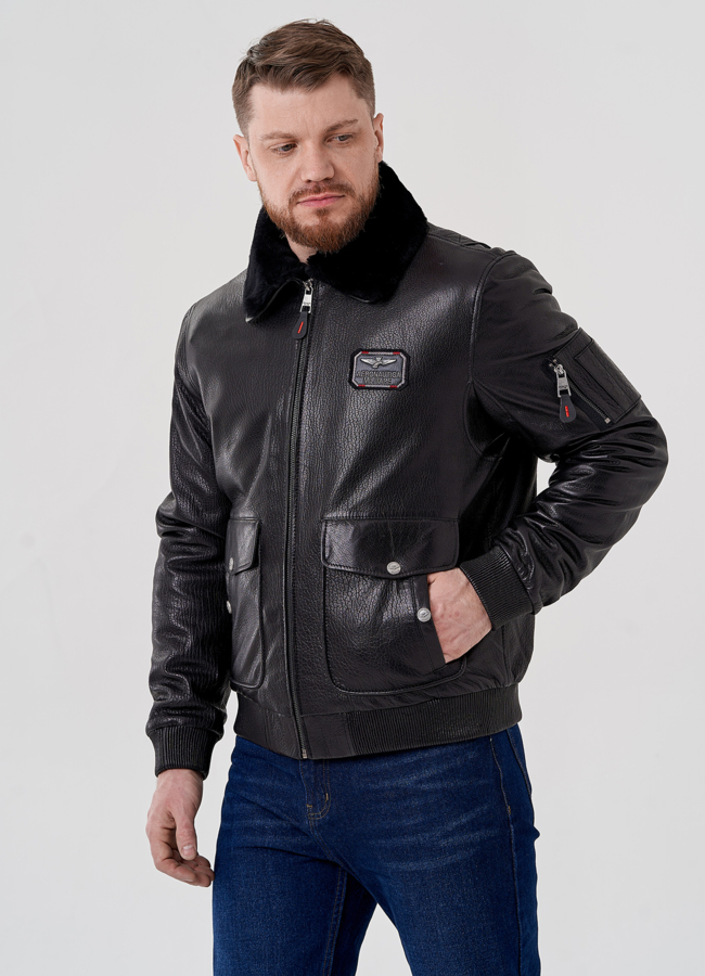 Мужская куртка - пилот из натуральной кожи модель № 24396 в кредит