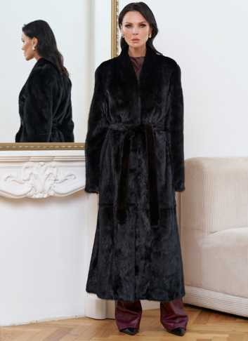 Женская длинная шуба из меха норки