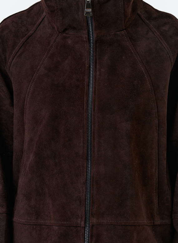 Женская куртка из натуральной замши с капюшоном