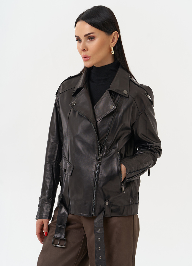 Женская куртка-косуха из натуральной кожи модель № 22341 в рассрочку