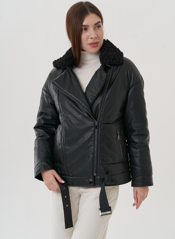 Косуха утепленная из экокожи с отделкой из экомеха