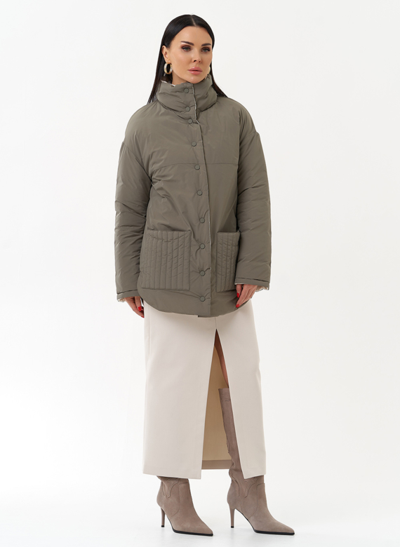 Женская двухсторонняя куртка с воротником стойкой