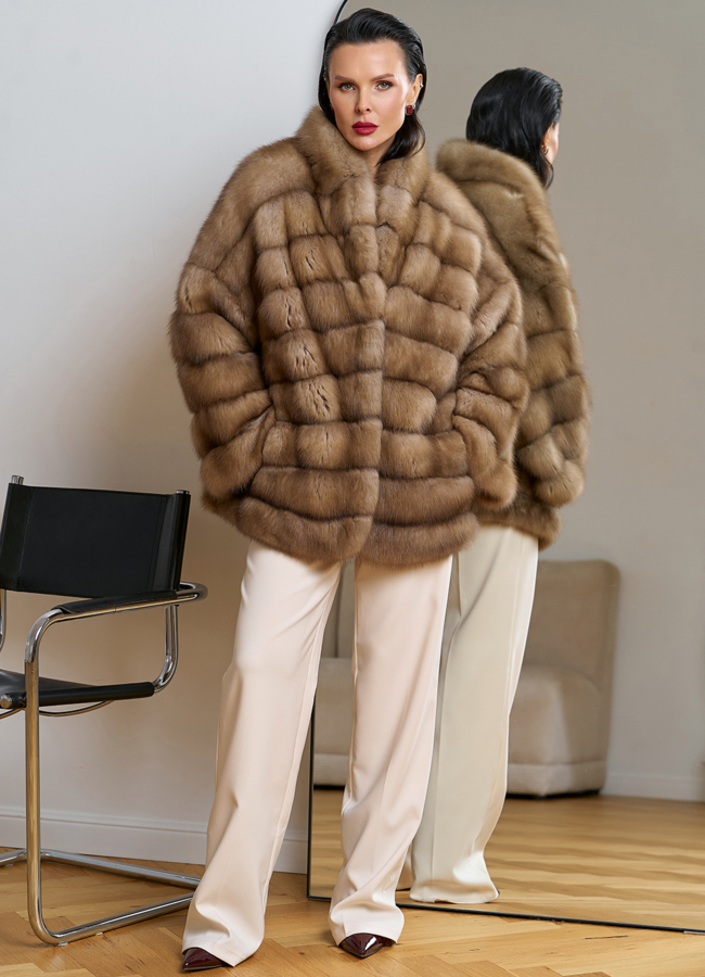 Женская шуба из куницы с воротником модель № 31550 в рассрочку